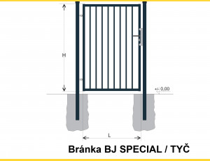 Gate BJ SPECIAL 1300x1000 / TYČ / ZN+PVC7016