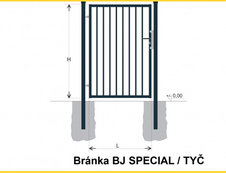Gate BJ SPECIAL 1800x1000 / TYČ / ZN+PVC7016