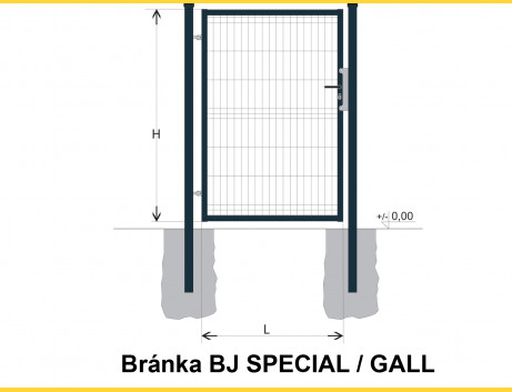Gate BJ SPECIAL 1800x1000 / GALL / ZN+PVC7016