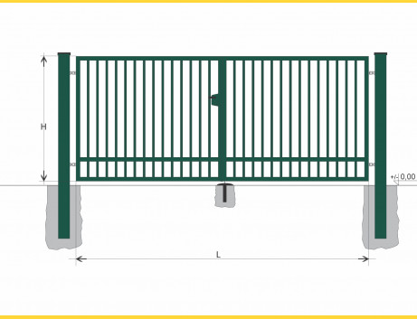 Gate BD SOLID 1300x6500 / TYČ / ZN+PVC6005